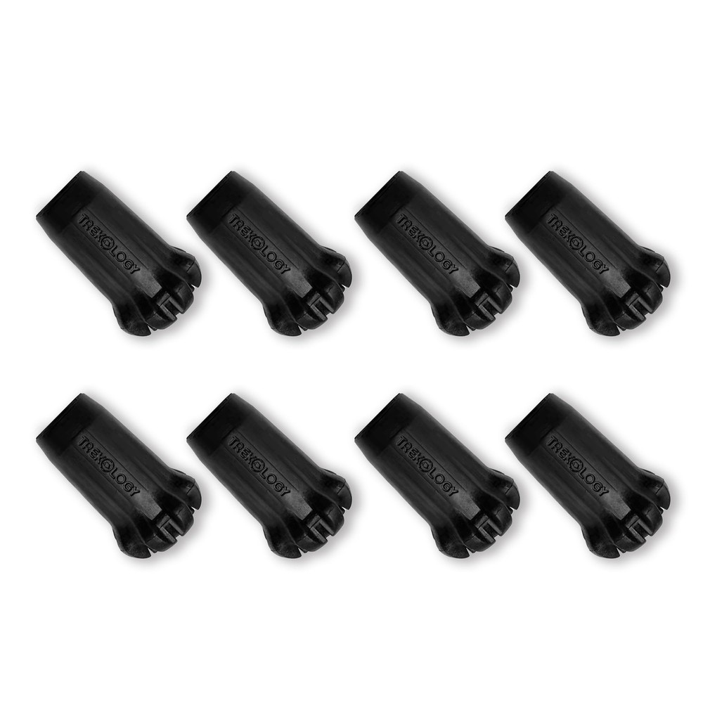 Black Trekking Pole Tips Replacement 8pc/set Hiking Pole Tips Rubber Walking Pol