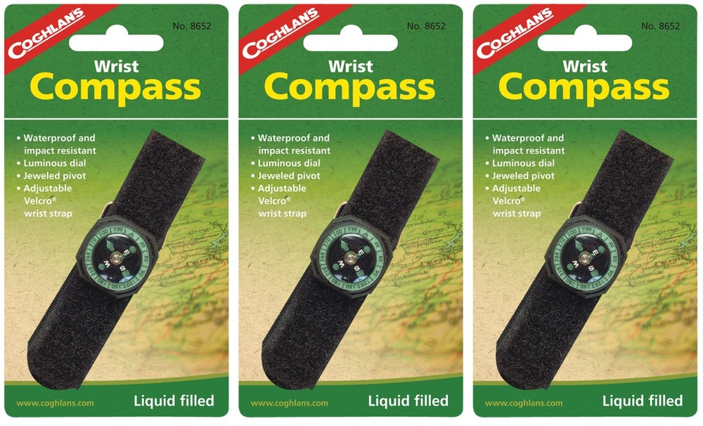 Coghlan’s Liquid Filled Wrist Compass (3-Pack)