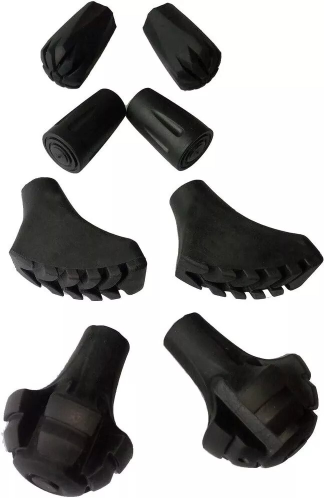8Pcs Replacement Rubber Tips Set for Trekking Pole Walking Hiking Sticks Tips