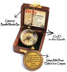 Solid Brass Directional Engraved Compass, Baptism Gifts for Boys Girls,Christian