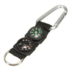 Mini Carabiner w/ Keychain Buckle Compass Thermometer Camping Outdoor Survival&