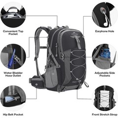 Durable Aluminum Trekking Poles Adjustable 26-54 inch W/ Backpack Waterproof 40L