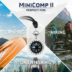 Minicomp II – Mini Orienteering Compass with Rotating Bezel| Easy-To-Read Zipper