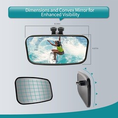 Adjustable Marine Boat Mirror – 8.5″x4.6″ Wide-Angle Rear View for Pontoon & Ski