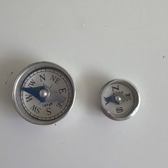 Vintage Mini Compass Lot Japan TINY Silver Metal Navigator N S E W .5″ wide