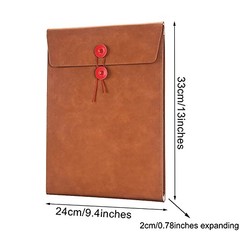 PU Leather File Folder Document Holder Filing Envelope Project File A4 Brown