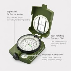 Durable Water-Resistant Hiking Compass ? Ideal for Camping & Outdoor Adventures