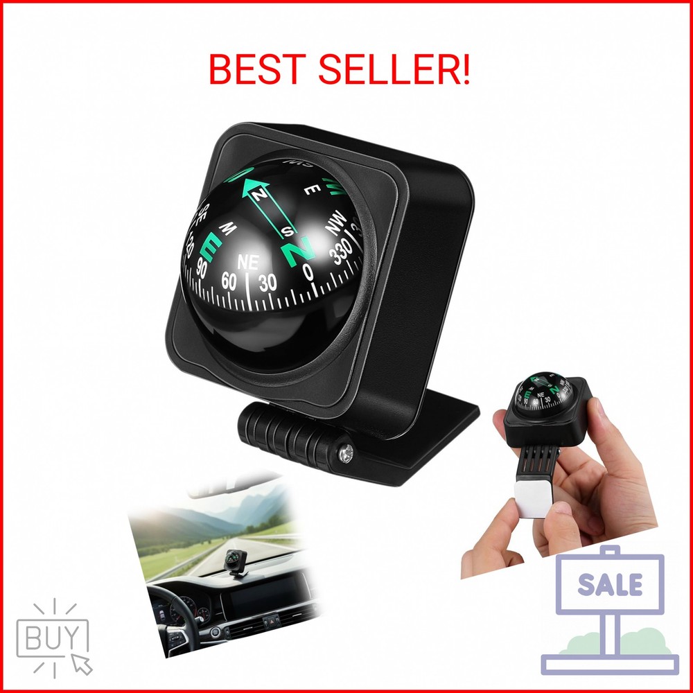 iplusmile Car Compass Ball for Dashboard, Adjustable Auto Compass Dash Mount, Un