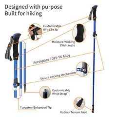 2 PCS 7075 Aluminum Ultralight Folding Trekking Poles Hiking Walking Sticks