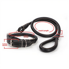 Dog Leash PU Leather 1.2m Round Rope Style for Large Dogs Walking Training