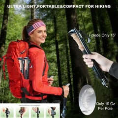 Cork Ultralight Foldable Trekking Poles with Bluetooth Remote (1 Pack Black)