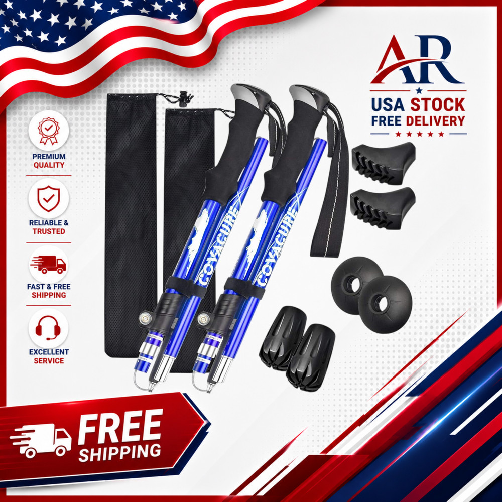Trekking Poles Collapsible Hiking Poles – 2 Pack Aluminum Alloy 7075 Trekking St