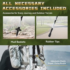 Single Collapsible Trekking Pole – Lightweight Aluminum Hiking Stick for Men,…