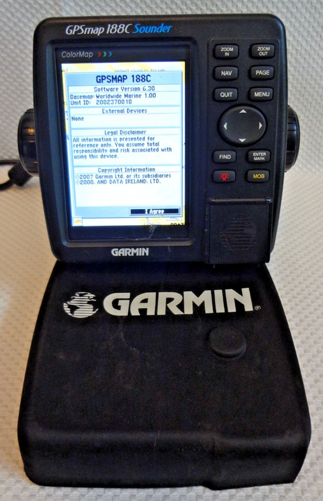 GARMIN GPSMAP 188C SOUNDER MARINE GPS CHART PLOTTER FISHFINDER w/ MOUNT & COVER