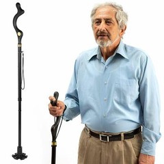 Walking Stick Posture Straight Folding Cane Adjustable Height Travel Hiking Pole