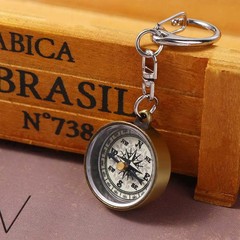 Mini Keychain Compass Vintage Metal Survival Pocket Compass Camping Hiking