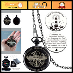 Inspirational Sobriety Gifts for Men – Pocket Compass & Token, Recovery Gift for
