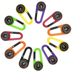 24 Pcs Compass Carabiners Clip-on Keychains for Outdoor Hiking Camping,