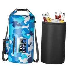 30L Waterproof Dry Bag with 20L Detachable Cooler, Dry Bag Blue Camouflage