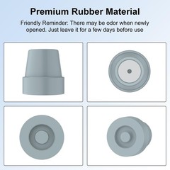 supregear Rubber Cane Tips (8 Pack), Non-Slip Quad Tip 1/2 Inch, Grey