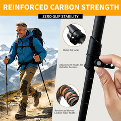 3K Carbon Fiber Trekking Poles – Collapsible, Lightweight yet Sturdy Hiking Pole