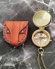 Personalized Gift, Engraved Antique Brass Compass with Leather Case,Gift for Son