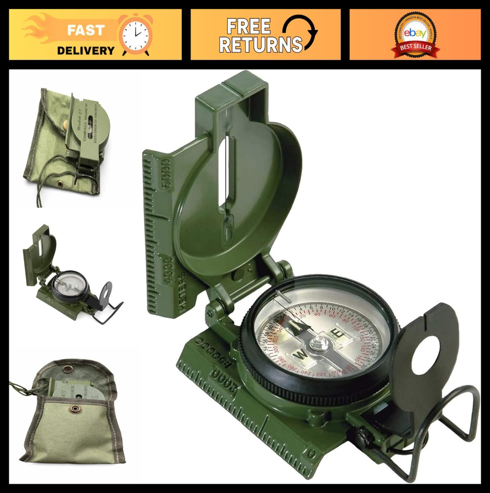 Phosphorescent Waterproof Lensatic Compass for Hiking, Camping, Survival & Navig