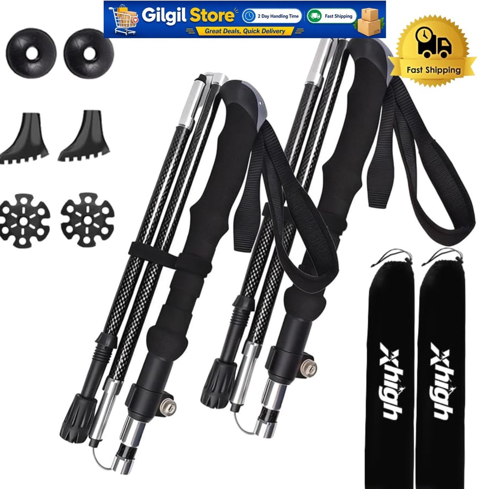 Travel-Friendly Ultralight Hiking Poles with Tungsten Tips – 2-Pack Convenience