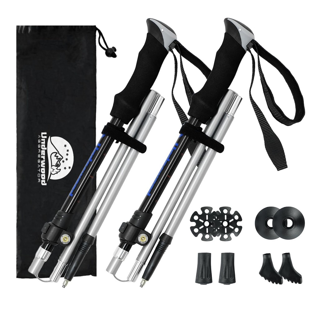 Folding Hiking Poles, 2 Packs Nordic Walking Poles for Men and Women, Tre…