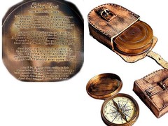 2.5″ Robert Frost Poem Compass with Handmade Leather Carry Case Free Rustic V…
