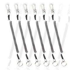 6Pcs Fishing Rope Elastic Key Chains Retractable Durable PU Steel Wire Grey
