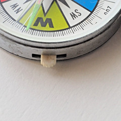 Vintage YCM Pocket Compass Made in Japan Working Needle Stopper Flip Lid Case