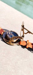 Nautical Vintage Brass Wrist Sundial Compass Leather Band Perfect Christmas Gift