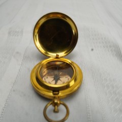 Marine Art Handicrafts Brass Pocket Compass W Wood Case Box Nautical Decor Gift