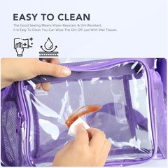 BORMELUN Medium Clear Bag with Pockets, gallon lunch boxes Dark Purple-1 pack