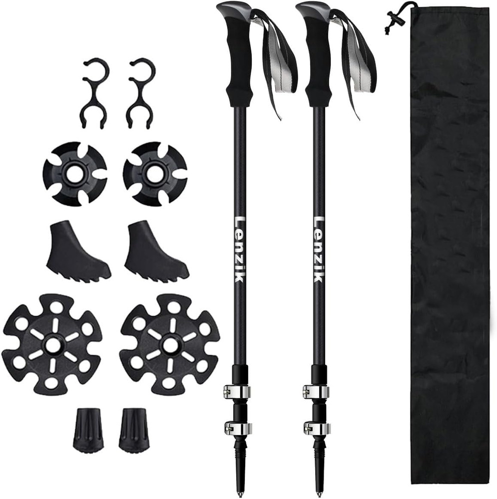 Carbon Fiber Trekking Poles – Collapsible and Telescopic,Eva Grips, Quick Flip L