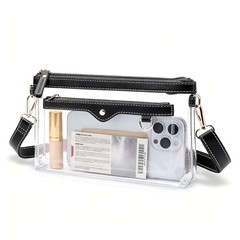 Clear Bag for Stadium Events, Stadium Approved Clear Purse for Small Black