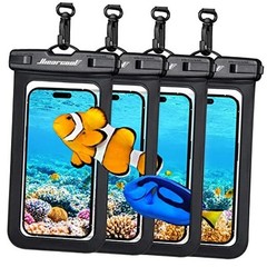 Waterproof Pouch for iPhone, Waterproof Phone Bag Travel Pack of 4 Black