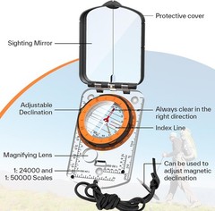 Sportneer Compass Hiking Survival, Camping Accessories Orienteering with Mirror