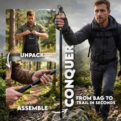 Collapsible Tactical Walking Stick with LED Light & USB Charging – Heavy-Duty Hi