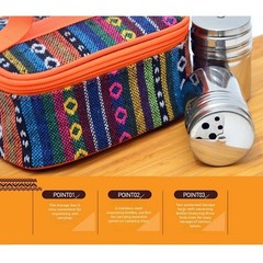 Stainless Steel Spice Bottle Set 6 Jars Compact Design for Camping Use