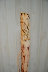 Bear Carved Hardwood Walking Stick, Hand Carved Staff, Made in the USA, Custom