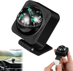 Car Compass Ball for Dashboard, Adjustable Auto Compass Dash Mount, Universal Ac
