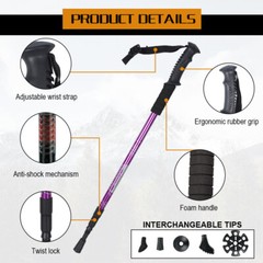 Pair of 2 Trekking Poles Walking Sticks Adjustable Anti-shock Alpenstock Hiking
