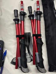 2PCS Trekking Hiking Poles Walking Sticks Adjustable Aluminum 43” Total Red