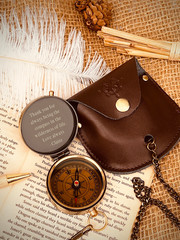 Engraved Personalised Brass Coordinate Compass Keepsake Gift Hiking For Him Dad