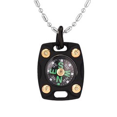 Mini Titanium PVD Black Compass Waterproof with Keychain and Necklace Options
