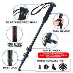 Trekking Poles Collapsible Hiking – 2 Pack Adjustable 24”-53”, Black