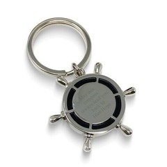 Nickel-Plated Compass & Ships Wheel Key Ring With Gift Box