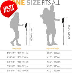 Collapsible Trekking Poles 7075 Aluminum Telescopic Tri-Fold Hiking Sticks – US